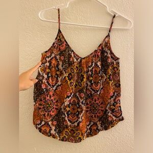 H&M Orange Patterned Tank Top (Size XS)